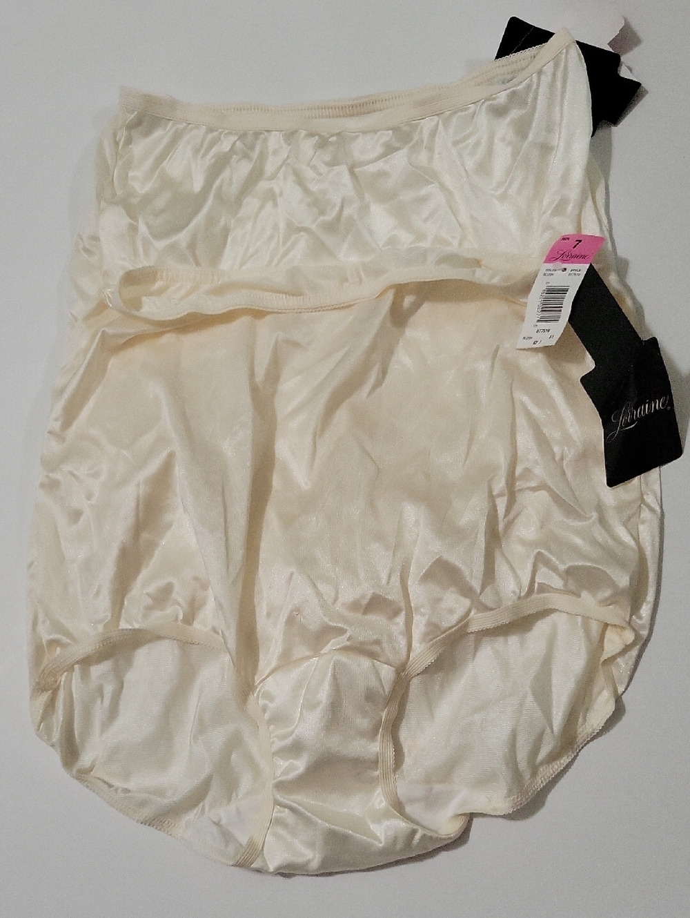 NWT Lorraine High-Waist Nylon Briefs in Ivory, Size 7